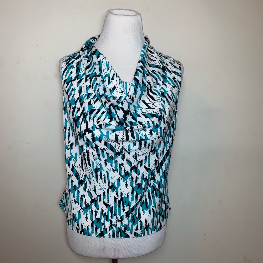 Blue Black and White Blouse